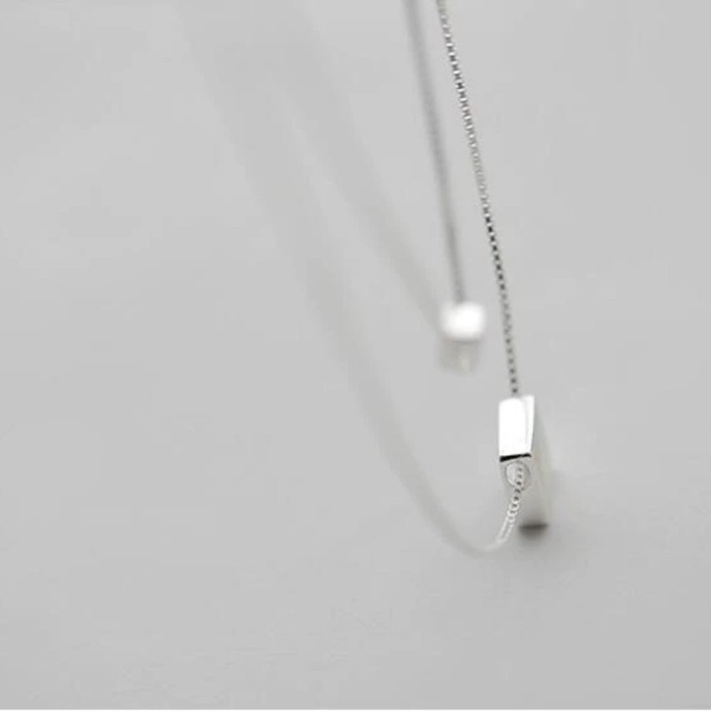 925 Sterling Silver Double Layer Square Necklace - Picture 7 of 7